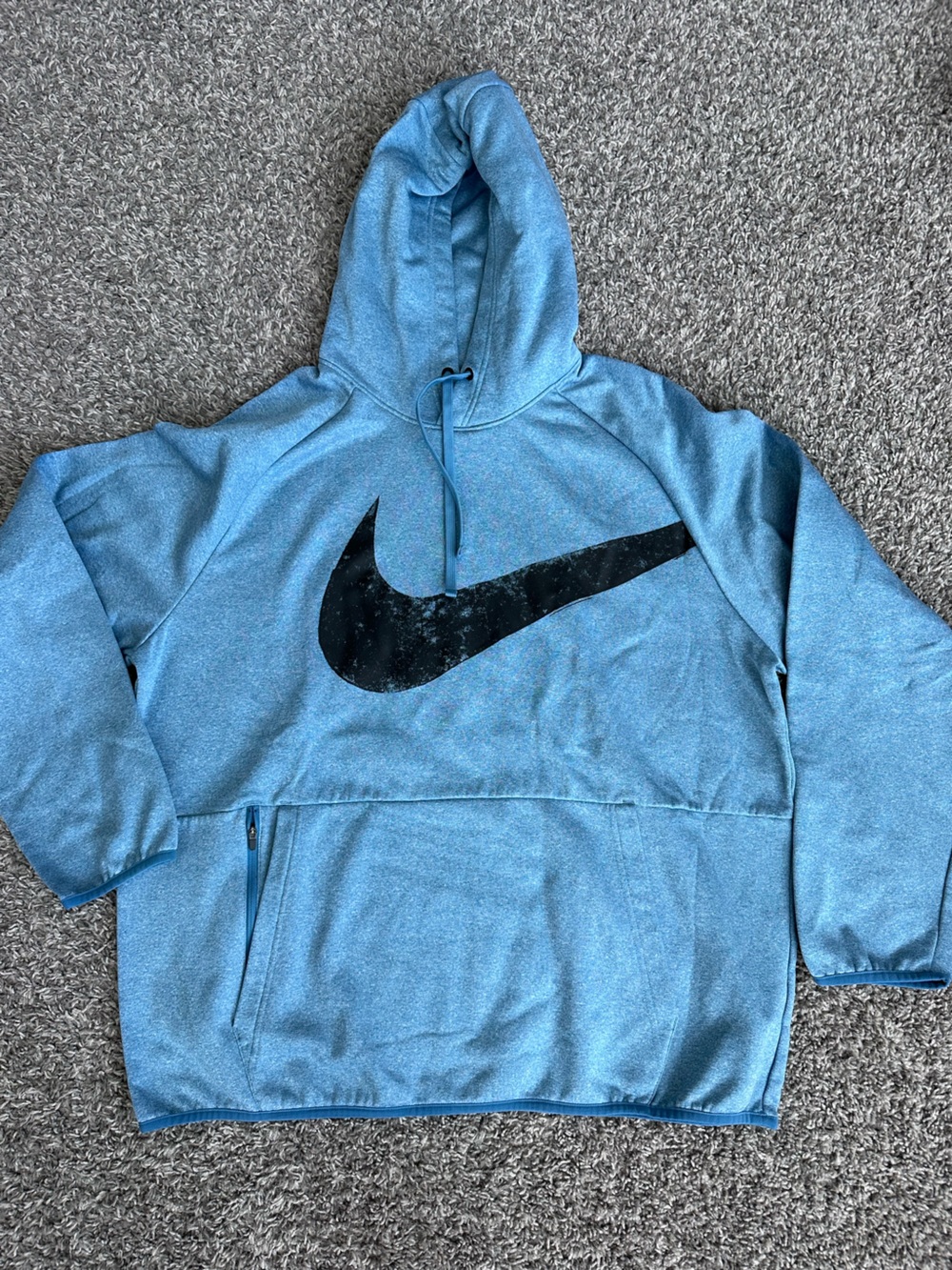 Nike Light Blue Hoodie with Black Swoosh